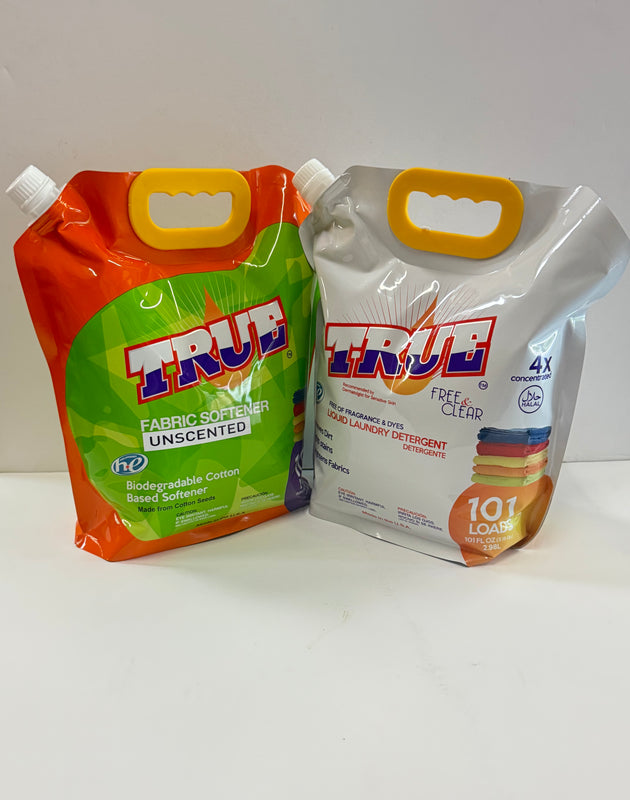 Unscented Plant Based Fabric Softener • 101 Load and True Clear Laundry Detergent