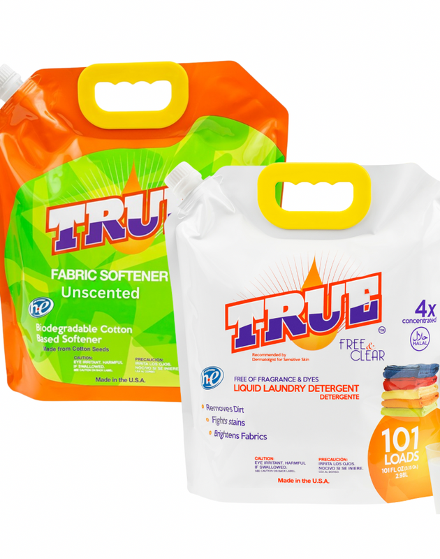 101oz Unscented Plant Based Fabric Softener • 101 Load and True Clear Laundry Detergent