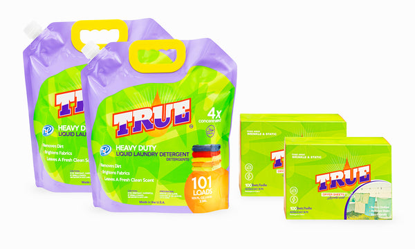 2-True Laundry Detergent 101oz + Dryer Sheets (2 Pack)