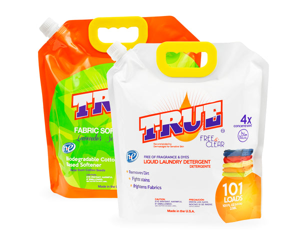 2 • Free & Clear Laundry Detergent + Plant Based Fabric Softener • 101oz Combo